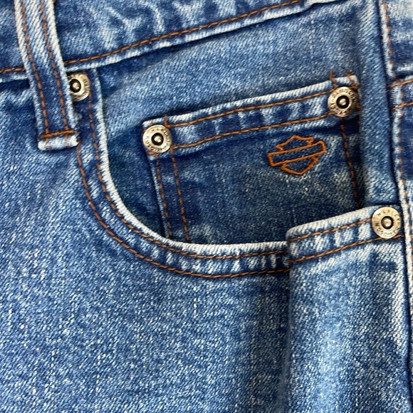 Vintage Harley-Davidson Y2K Straight Leg Jeans Blue Medium Wash Rigid 12 Long - Picture 5 of 13